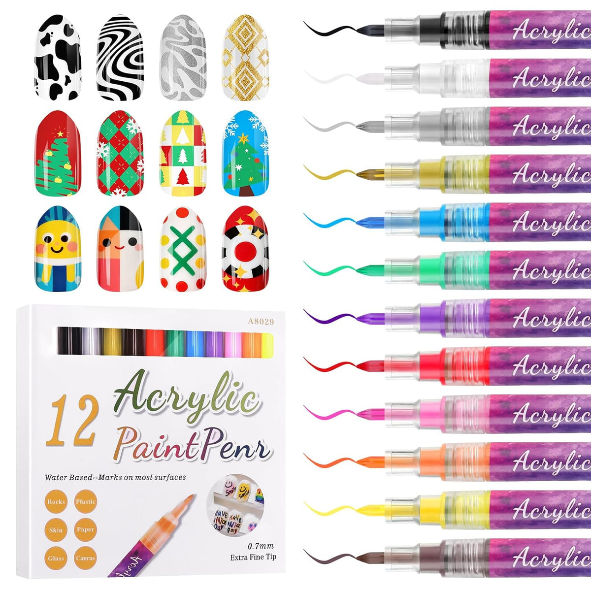 12 Colors Nail Marker Pen