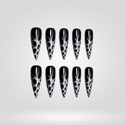 Steel Smoke Chrome Spooky Stiletto Press On Nails