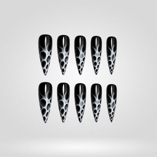 Steel Smoke Chrome Spooky Stiletto Press On Nails