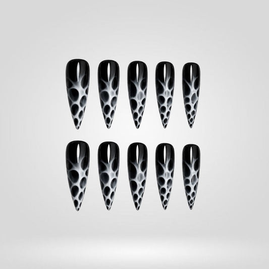Steel Smoke Chrome Spooky Stiletto Press On Nails