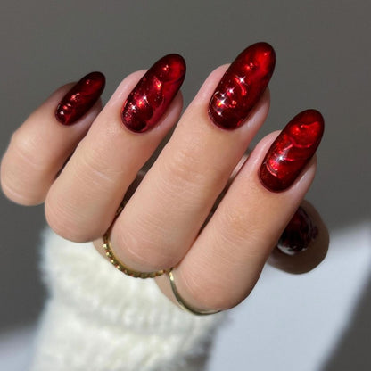 Midnight Shine Cat Eye Spooky Almond Press On Nails