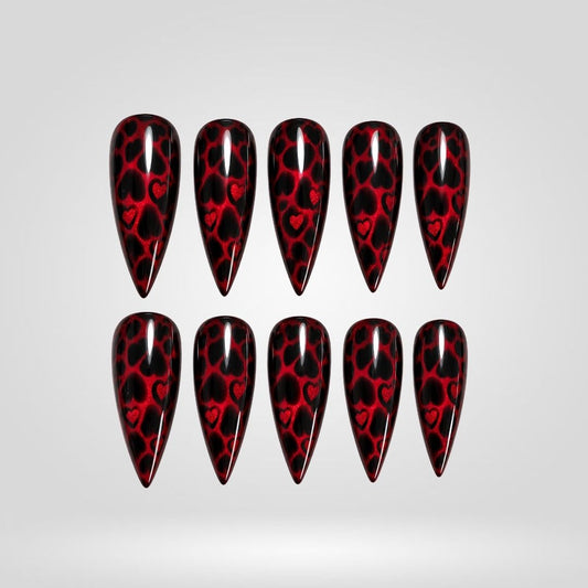 Crimson Leopard | Red Leopard Cat Eye Halloween Press-On Nails – Stiletto