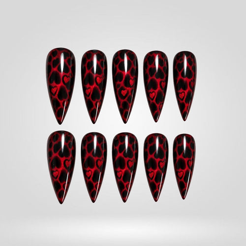 Crimson Leopard Cat Eye Spooky Stiletto Press On Nails