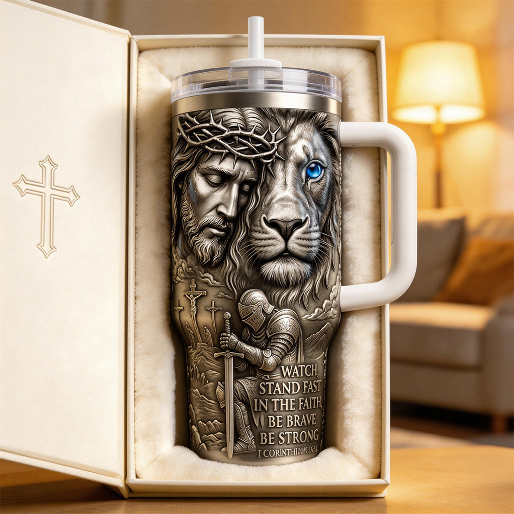 Jesus And Lion 40oz Tumbler - Personalized Gifts For Christians 04pamg200326