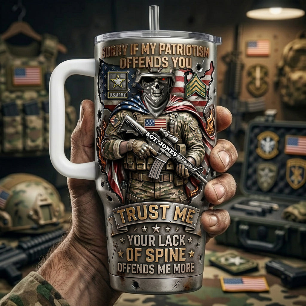 Fierce American Warrior 40oz Tumbler With Handle - Personalized Gifts For Veteran 03qhlu200326