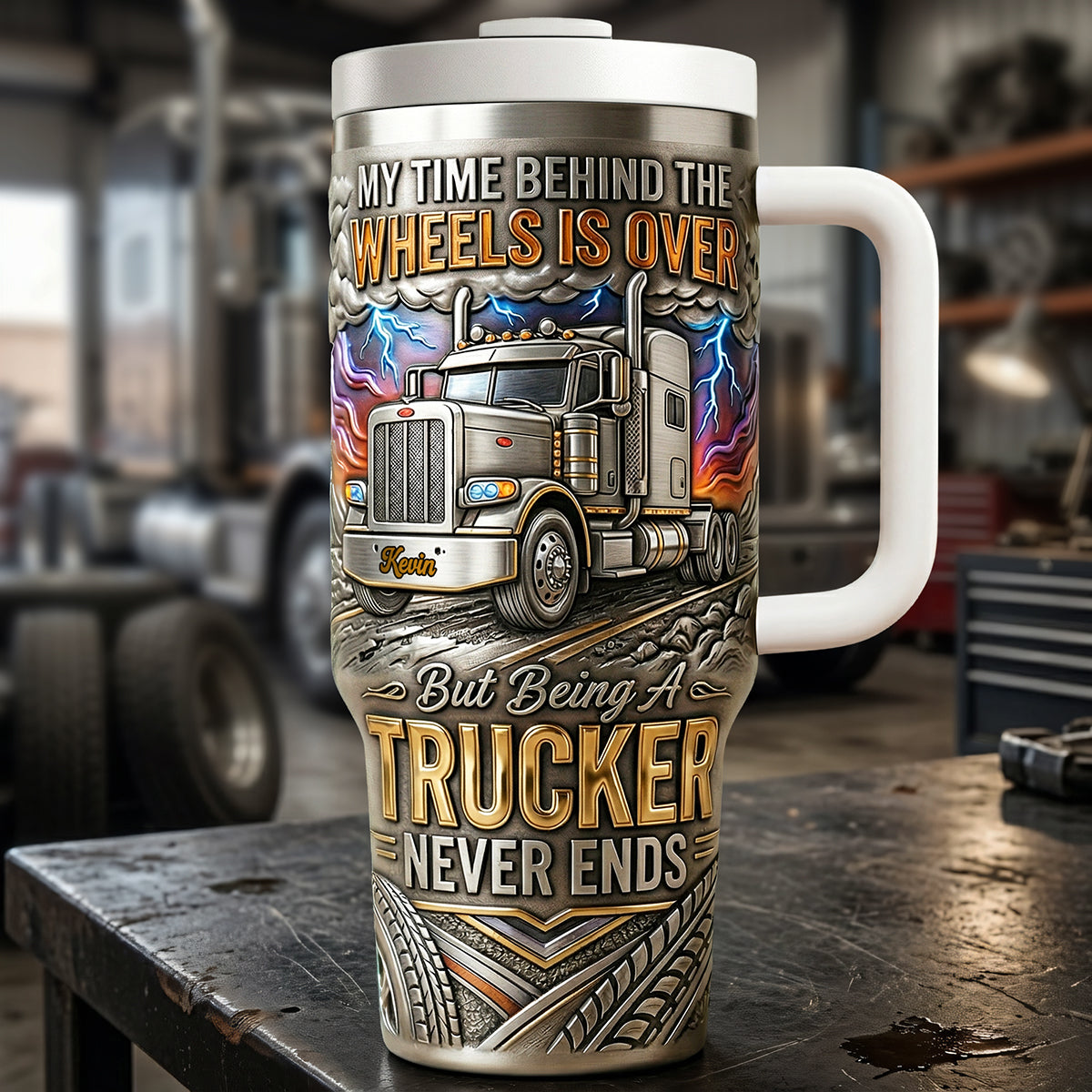 Old Trucker 40oz Tumbler - Personalized Gifts For Trucker Tumbler 03PATA250326
