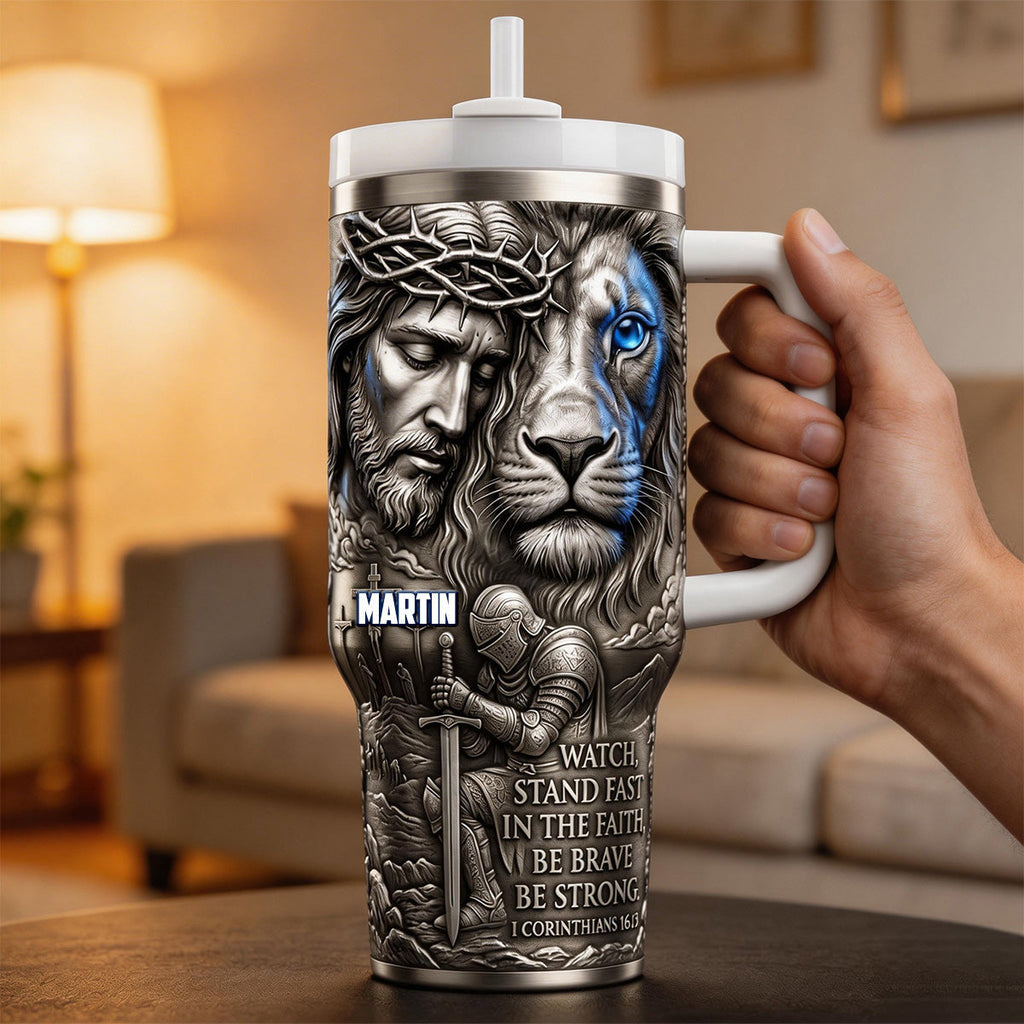 Jesus And Lion 40oz Tumbler - Personalized Gifts For Christians 04pamg200326