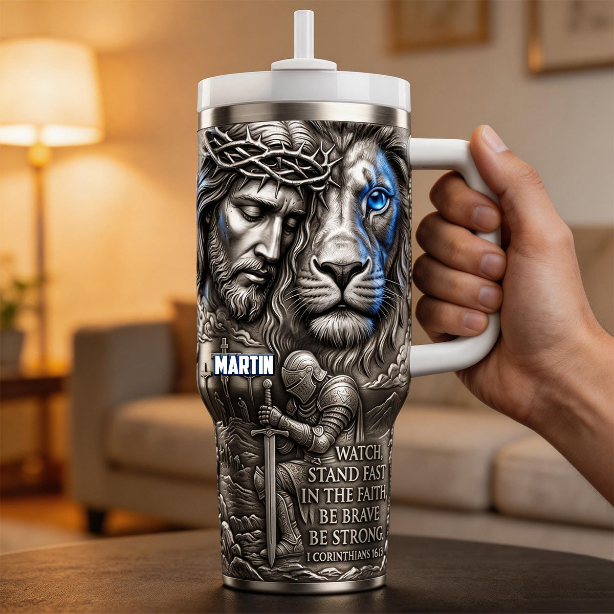 Jesus And Lion 40oz Tumbler - Personalized Gifts For Christians 04pamg200326