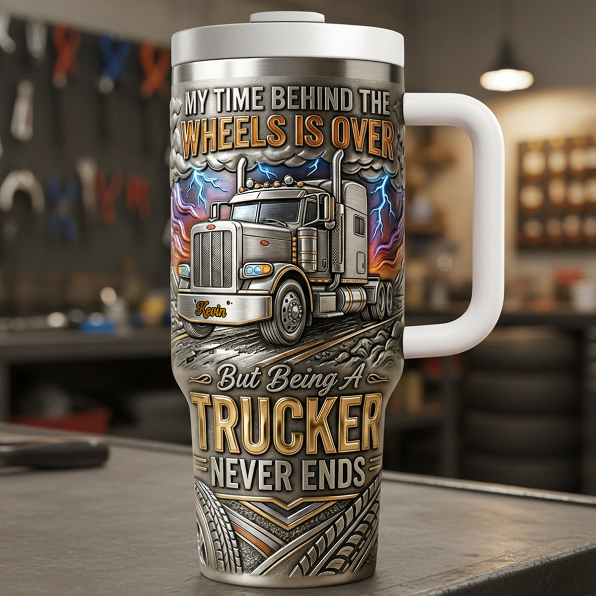 Old Trucker 40oz Tumbler - Personalized Gifts For Trucker Tumbler 03PATA250326