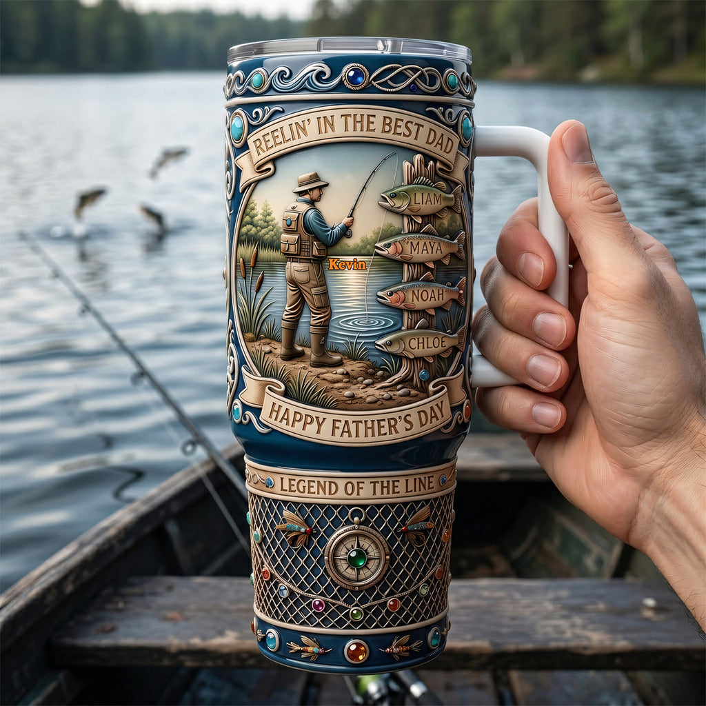 Reelin' In The Best Dad Tumbler - Personalized Gifts For Dad 01tyta240426