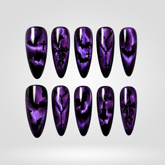 Electric Curse Chrome Spooky Stiletto Press On Nails