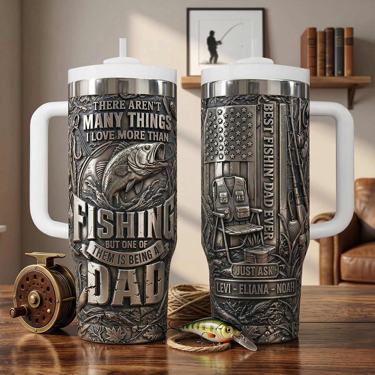 Bold Fishing Dad 40oz Tumbler With Handle, Personalized Gifts For Fishing Dad 05qhtn280426