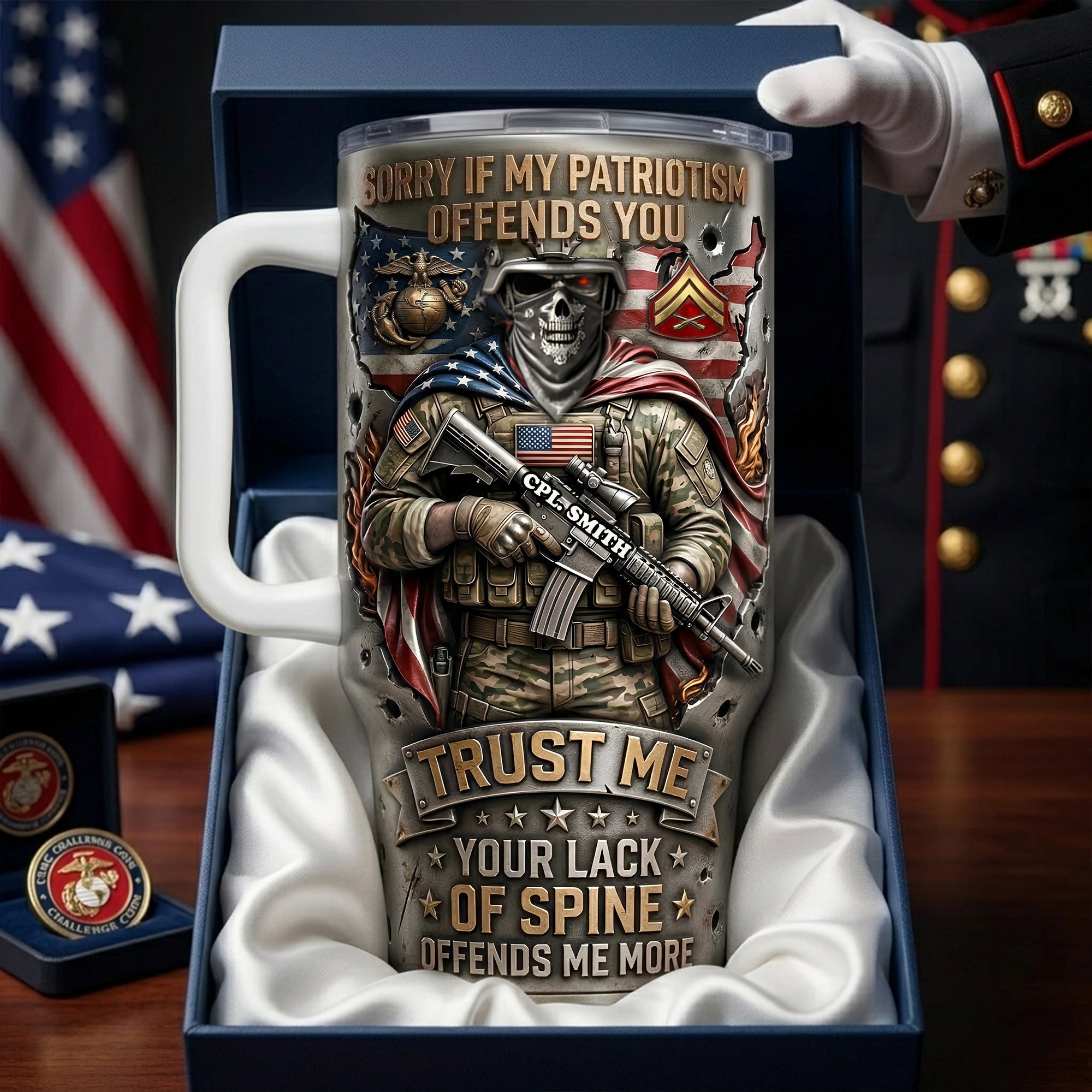 Fierce American Warrior 40oz Tumbler With Handle - Personalized Gifts For Veteran 03qhlu200326