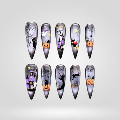 Shadow Mystic Cat Eye Spooky Stiletto Press On Nails