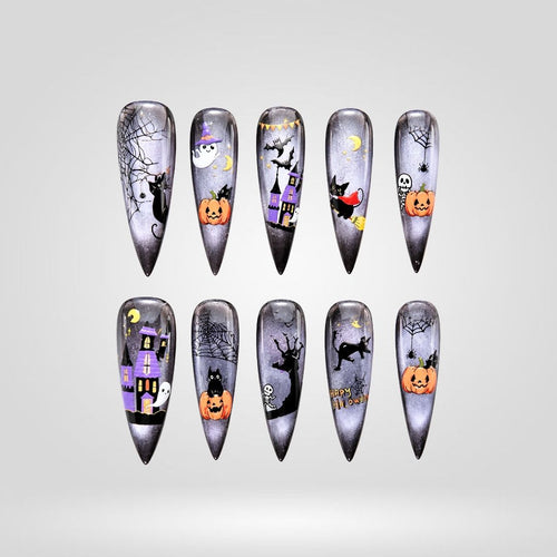 Shadow Mystic Cat Eye Spooky Stiletto Press On Nails