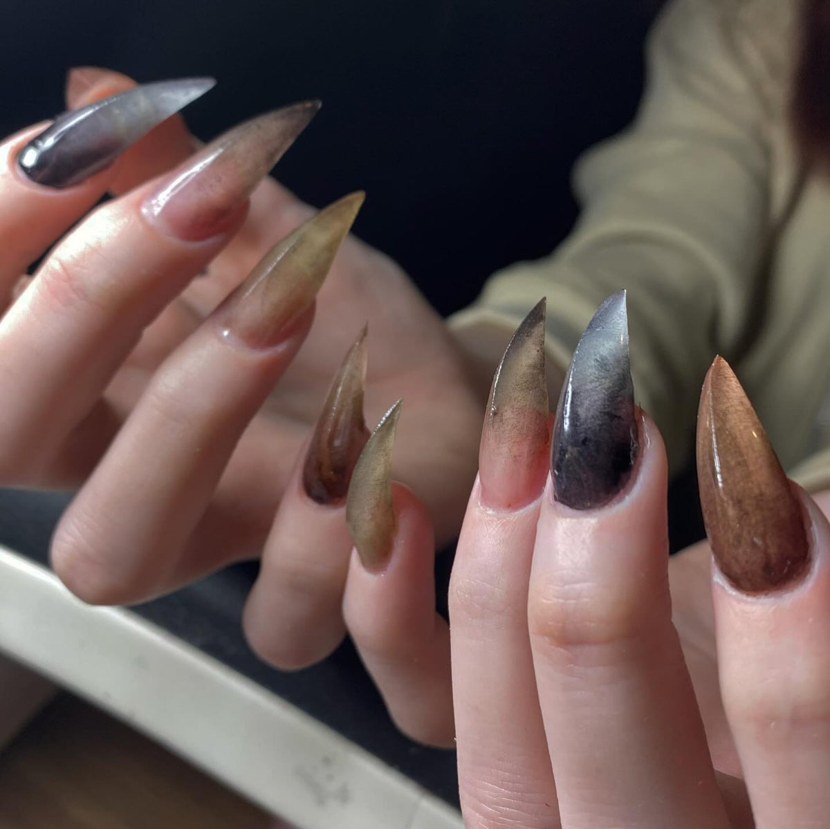 Smoked Glass Claw Amber Haze Press On Nails