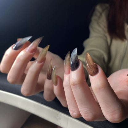 Smoked Glass Claw Amber Haze Press On Nails