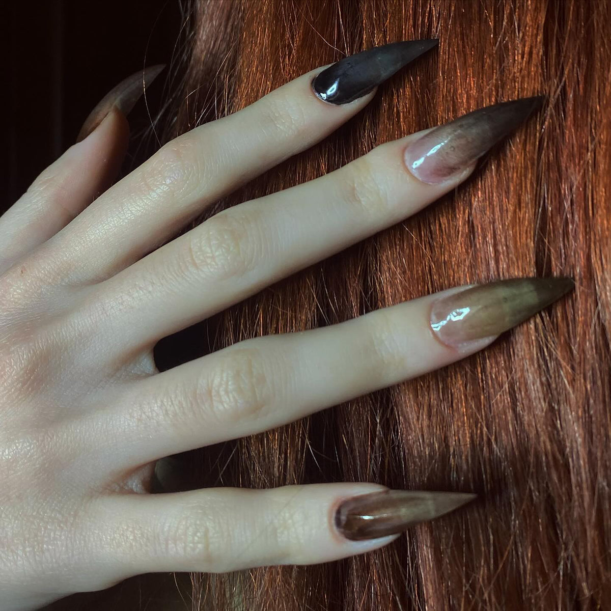 Smoked Glass Claw Amber Haze Press On Nails