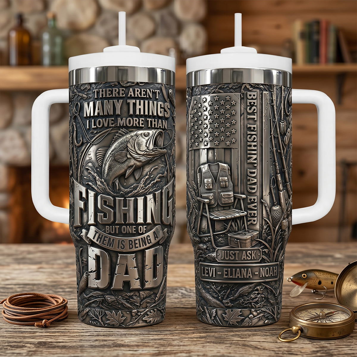 Bold Fishing Dad 40oz Tumbler With Handle, Personalized Gifts For Fishing Dad 05qhtn280426
