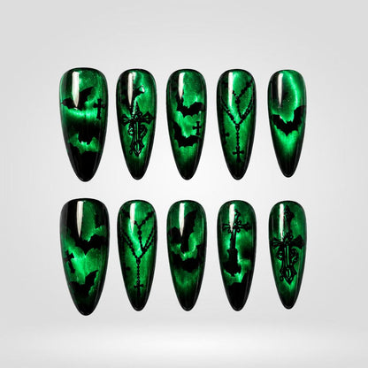 Electric Curse Chrome Spooky Stiletto Press On Nails