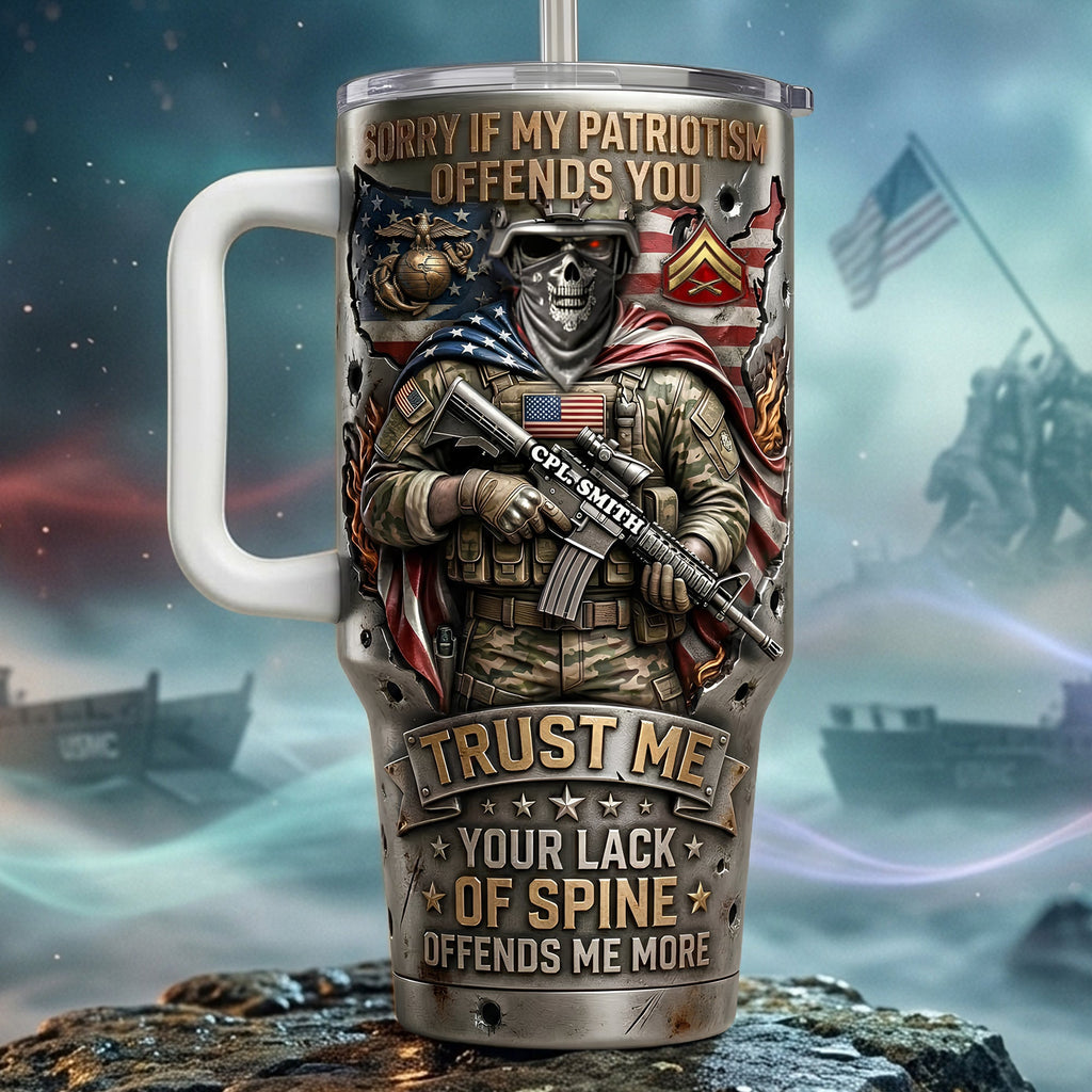 Fierce American Warrior 40oz Tumbler With Handle - Personalized Gifts For Veteran 03qhlu200326