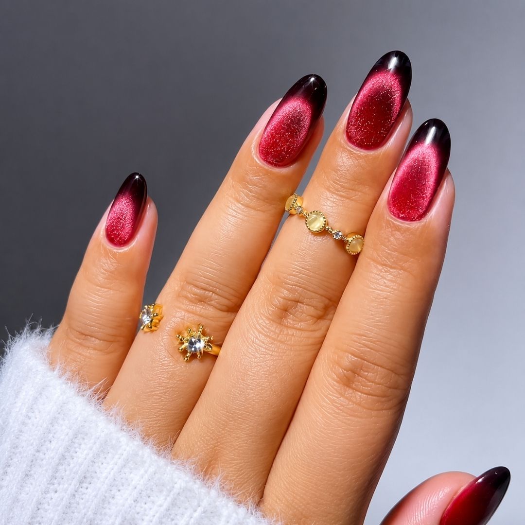 Velvet Glow Chrome Spooky Stiletto Press On Nails
