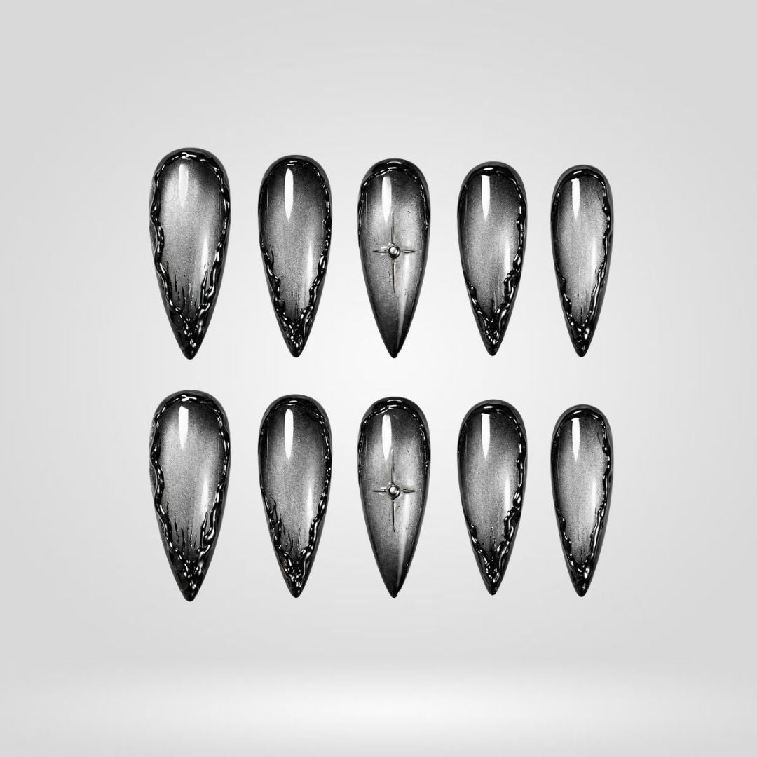 Silver Smoke Chrome Spooky Stiletto Press On Nails
