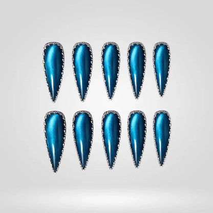 Metallic Siren Chrome Spooky Stiletto Press On Nails
