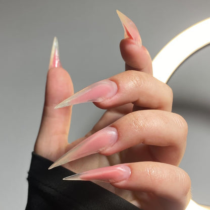 Sheer Nude Cat Claw Clear Tip Press On Nails
