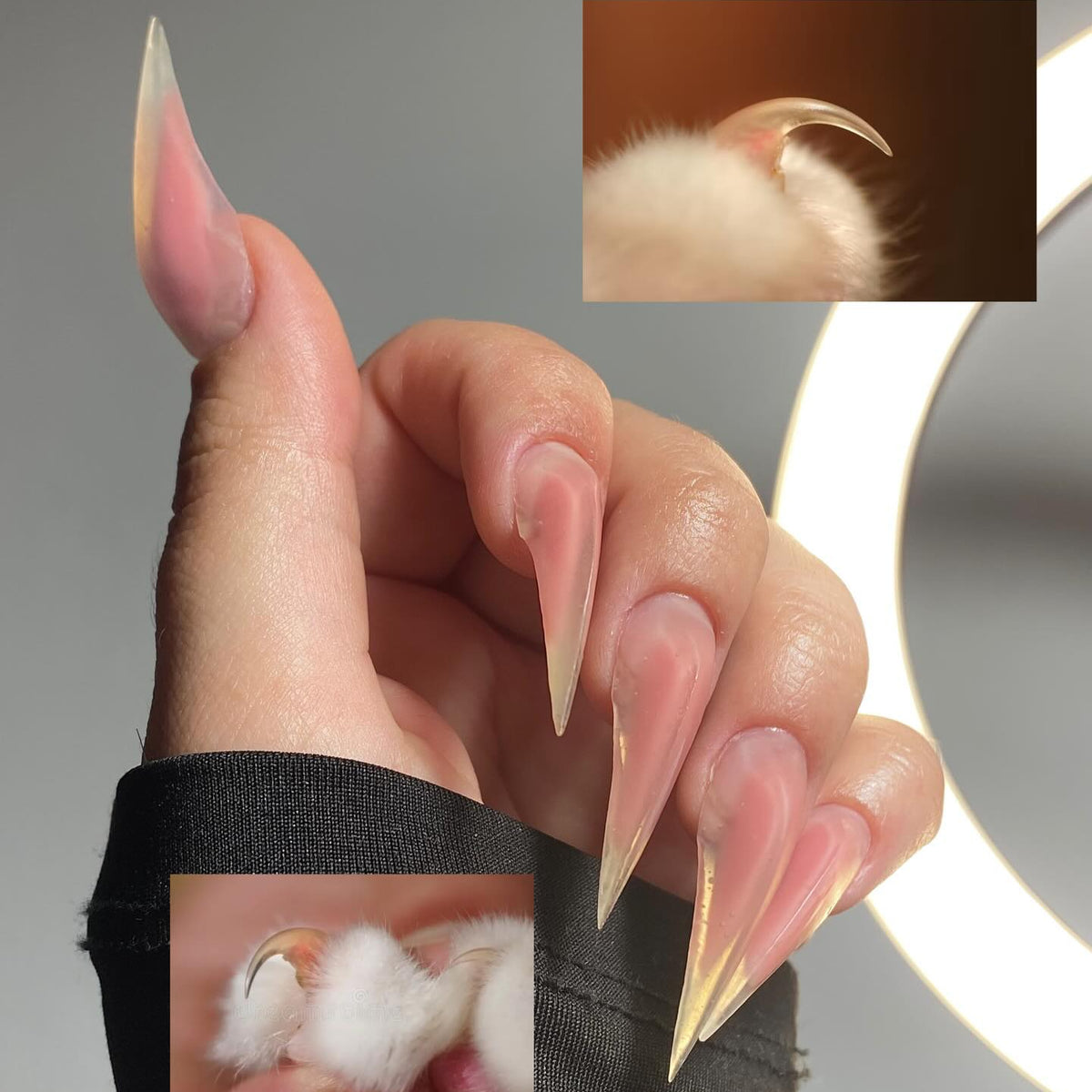 Sheer Nude Cat Claw Clear Tip Press On Nails