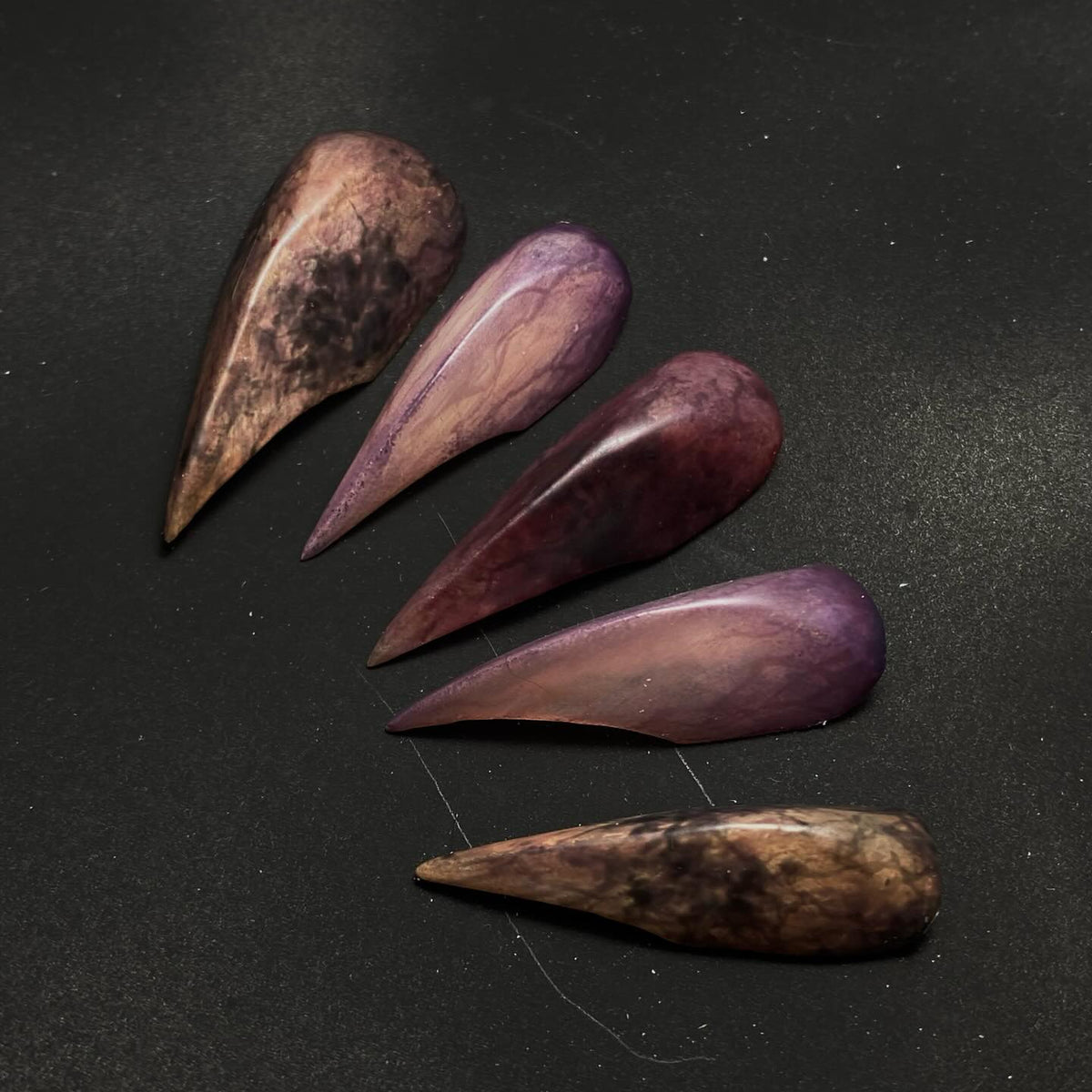 Marbled Stone Claw Plum Agate Press On Nails