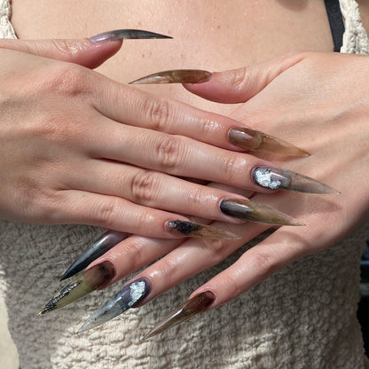 Smoky Swamp Claw Mossy Sheer Press On Nails