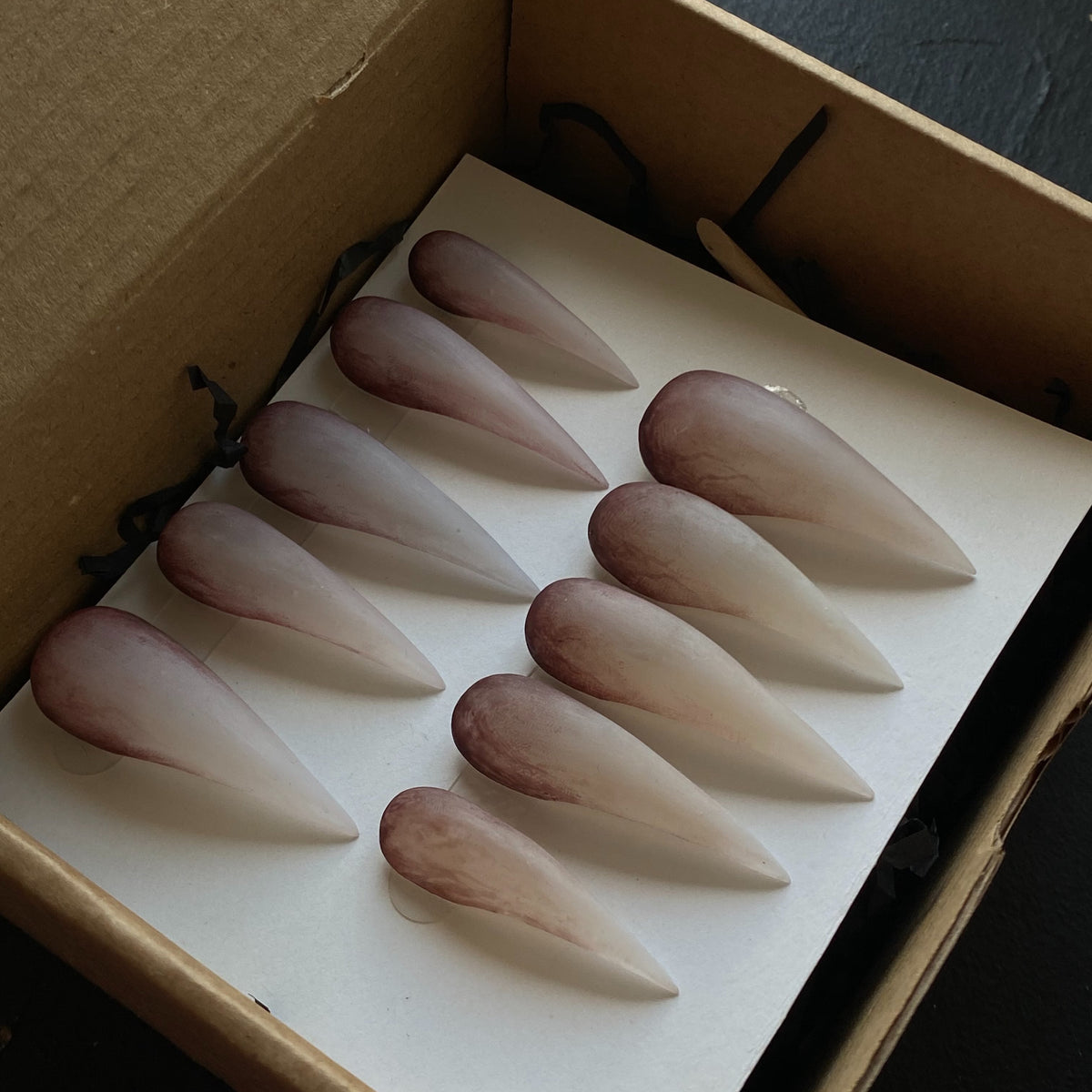 Frosted Bone Claw Mauve Ombre Press On Nails