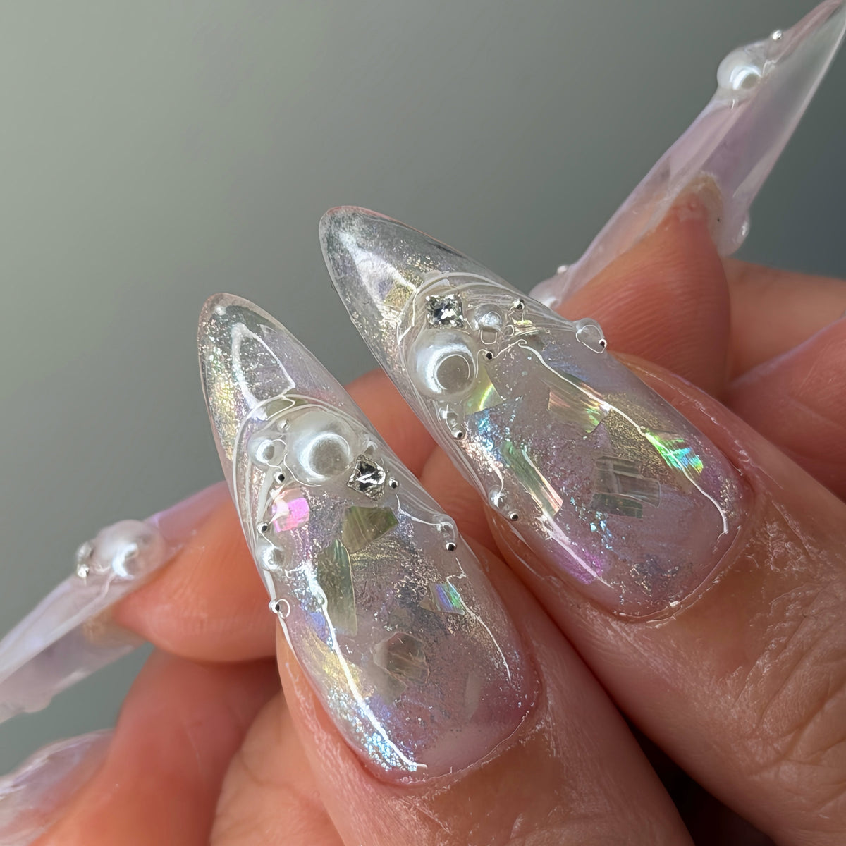 Angel Aura Iridescent Butterfly Almond Press On Nails