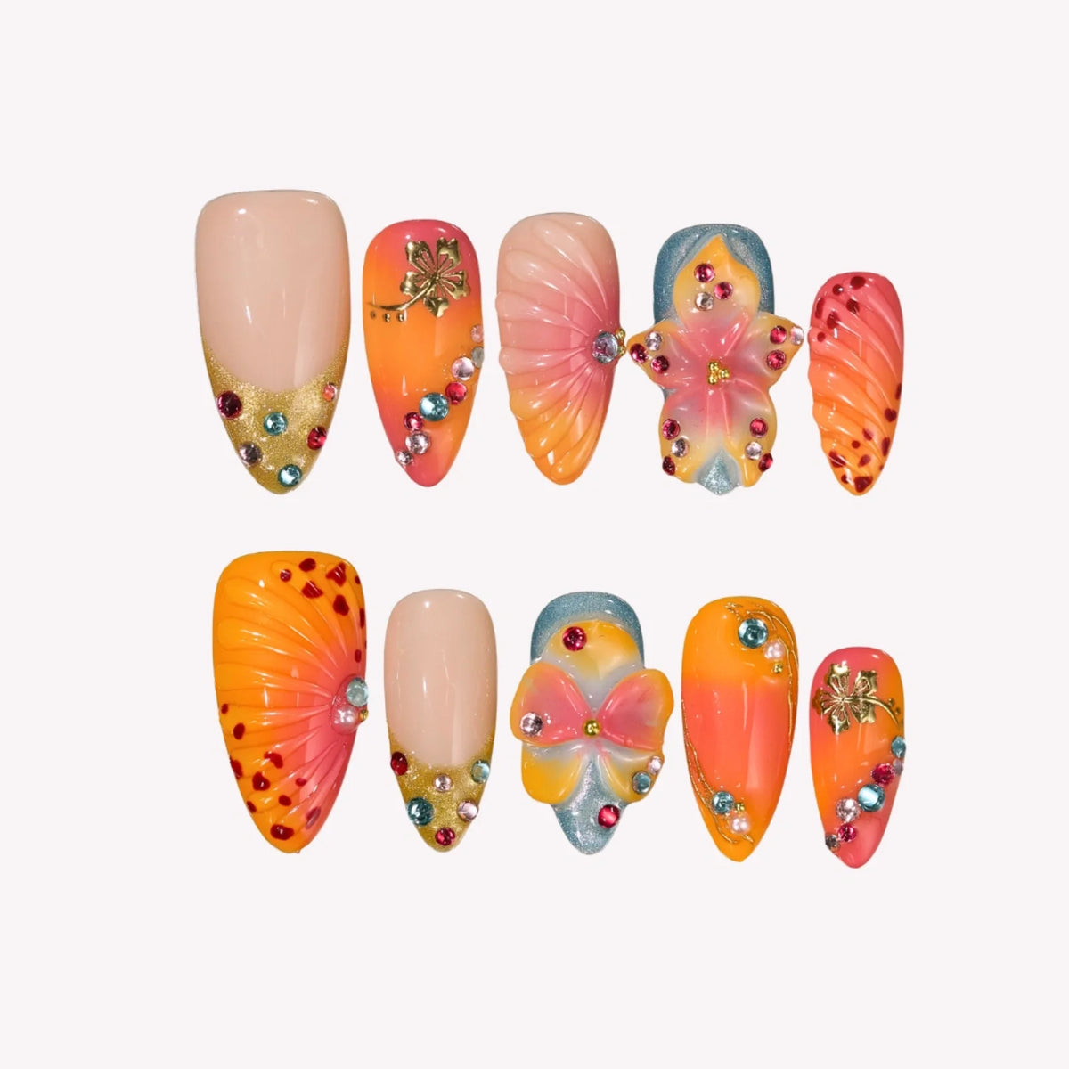 Aloha Kiss Chrome Fresh Almond Press On Nails