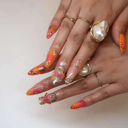 Aloha Kiss Chrome Fresh Almond Press On Nails