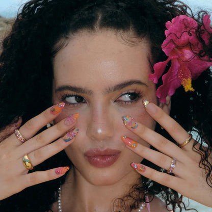 Aloha Kiss Chrome Fresh Almond Press On Nails