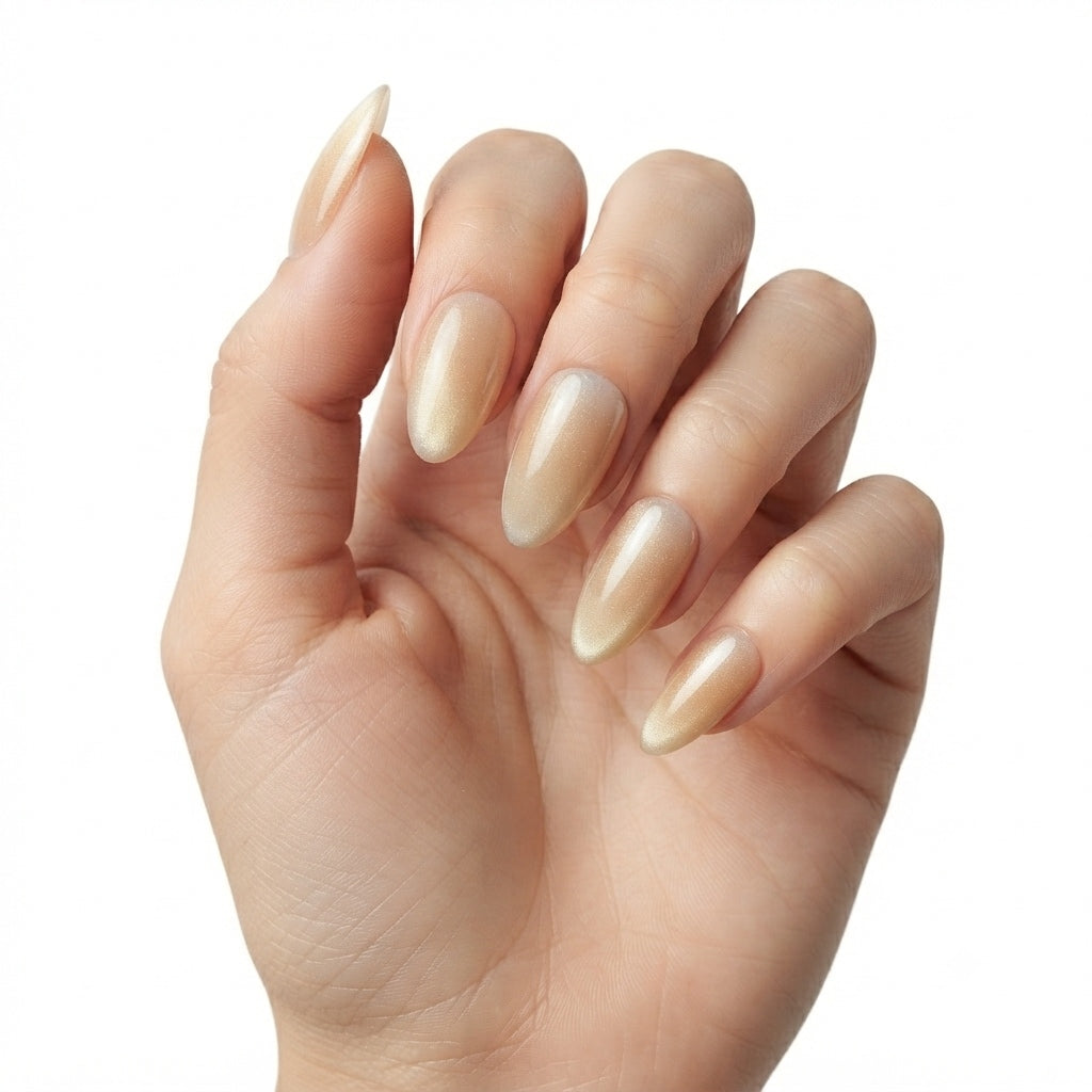 Cat Eye Amber Fresh Almond Press On Nails