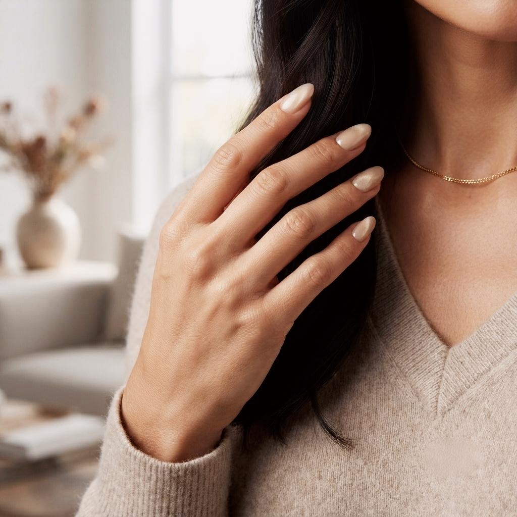 Cat Eye Amber Fresh Almond Press On Nails