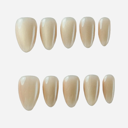 Cat Eye Amber Fresh Almond Press On Nails