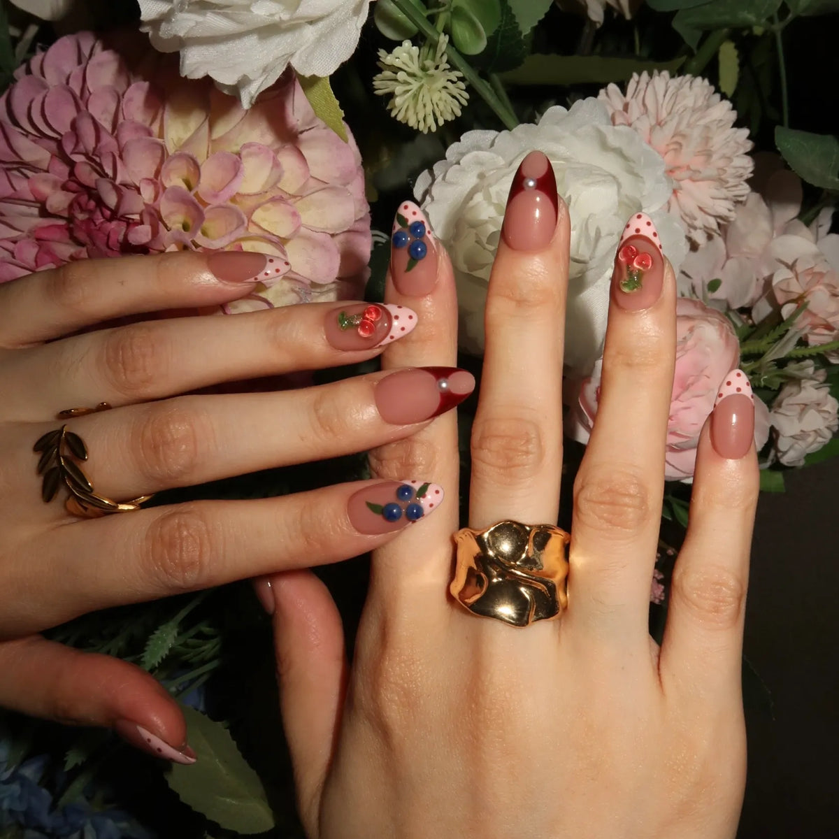 Berry Cherry French Fresh Almond Press On Nails