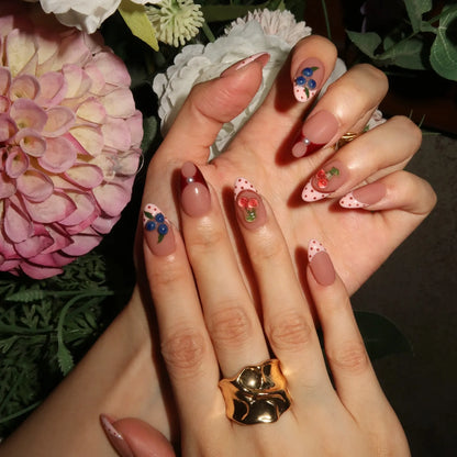 Berry Cherry French Fresh Almond Press On Nails