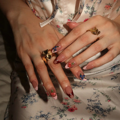 Berry Cherry French Fresh Almond Press On Nails