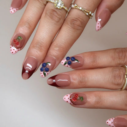 Berry Cherry French Fresh Almond Press On Nails