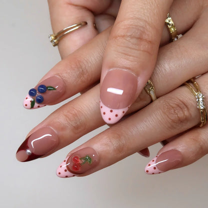 Berry Cherry French Fresh Almond Press On Nails