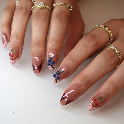 Berry Cherry French Fresh Almond Press On Nails