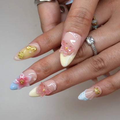 Bloomwave Medium Almond Chrome Fresh Press On Nails