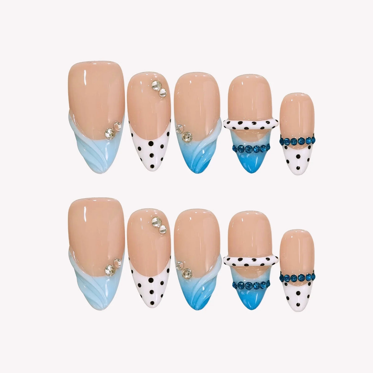 Blue Riviera French Fresh Almond Press On Nails