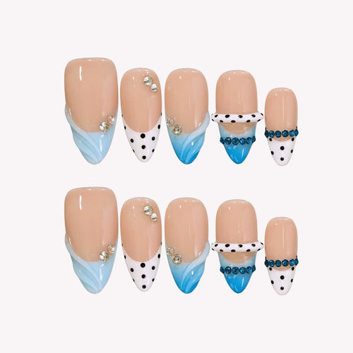 Blue Riviera French Fresh Almond Press On Nails