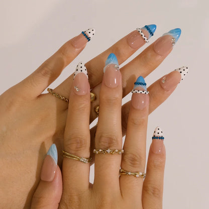 Blue Riviera French Fresh Almond Press On Nails